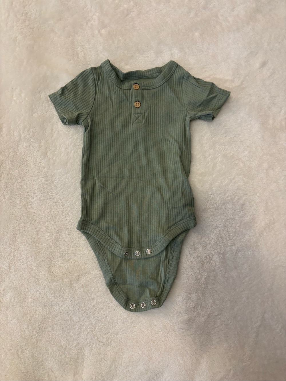 Cat & Jack 3-6M - ribbed short sleeve olive green one-piece